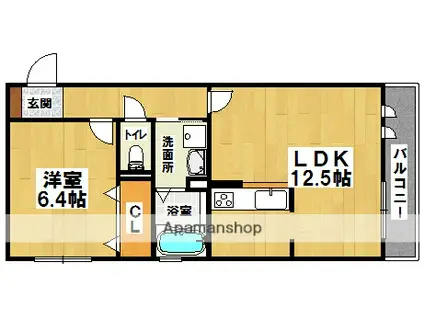 シャーメゾン美央(1LDK/1階)の間取り写真