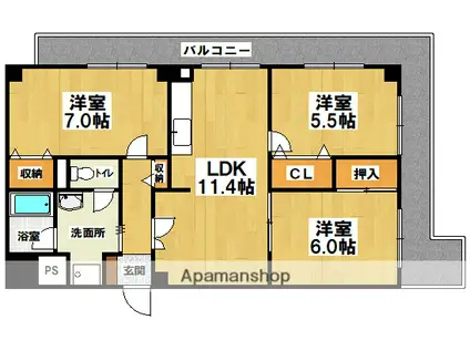 サンポートハイム堺(3LDK/5階)の間取り写真