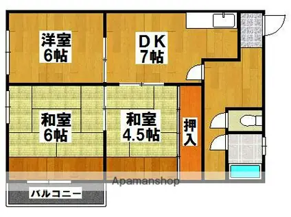 YNマンション(3DK/4階)の間取り写真