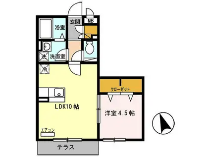 シャトレ 清風(1LDK/1階)の間取り写真