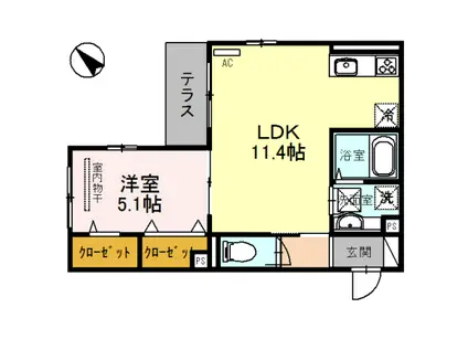 NORTECASA(1LDK/1階)の間取り写真