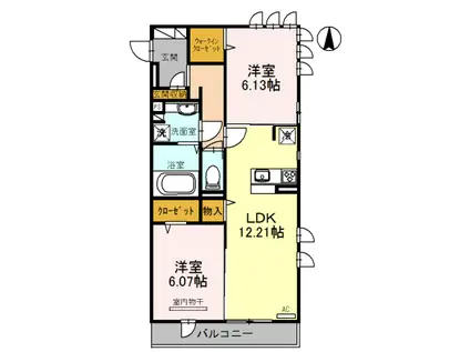 セントラル ポーC(2LDK/3階)の間取り写真