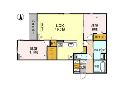 スペチアーレ墨江(2LDK/3階)の間取り写真