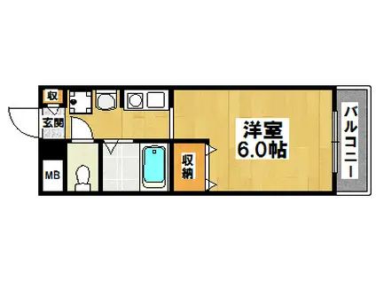 リバーランド堺東(ワンルーム/2階)の間取り写真