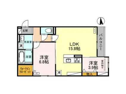 ルシェーナ西田辺(2LDK/3階)の間取り写真