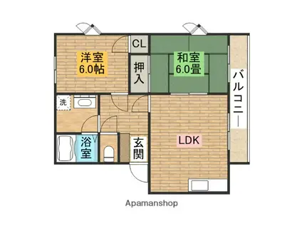 リベール藤(2LDK/1階)の間取り写真