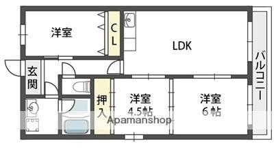 ドエルなかもず(3LDK/3階)の間取り写真