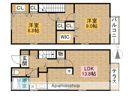 サニーガーデンB棟(2LDK)の間取り写真
