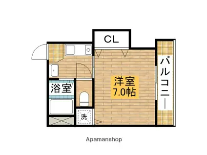 メープルコート(1K/4階)の間取り写真