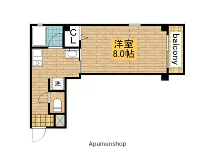 メープルコート(1K/4階)の間取り写真