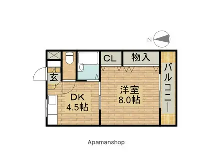 クレアーラビ向陵(1DK/2階)の間取り写真