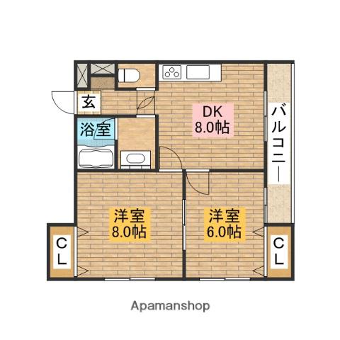 GARDENHILLOGI(2DK/3階)の間取り写真