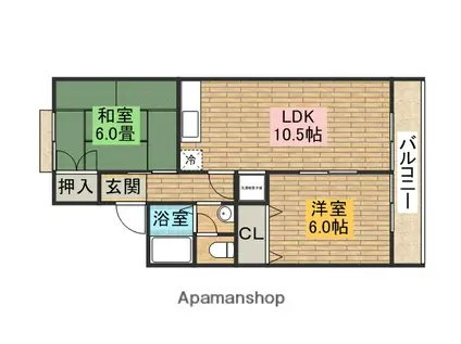 サンモール北花田B(2LDK/2階)の間取り写真