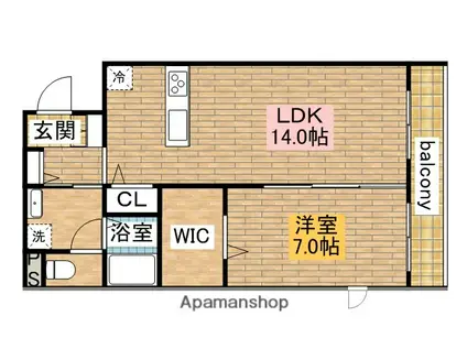 シャーメゾン賑町(1LDK/2階)の間取り写真