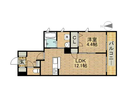 パームデール(1LDK/3階)の間取り写真