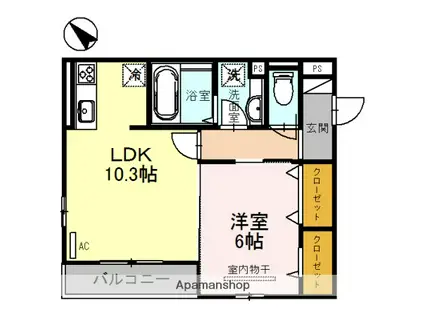 NORTECASA(1LDK/2階)の間取り写真