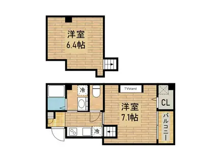 エヌエムスワサントドゥウエスト(1K/4階)の間取り写真