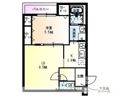 フジパレス堺大浜中町(1LDK/3階)の間取り写真