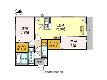 ピーチハイム浅香山(2LDK/1階)の間取り写真