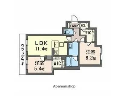 シャーメゾン セレナ ヴィラ(2LDK/1階)の間取り写真