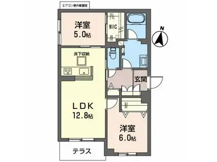 EGRET(2LDK/1階)の間取り写真