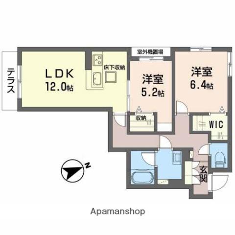 GRANDIR イースト(2LDK/1階)の間取り写真