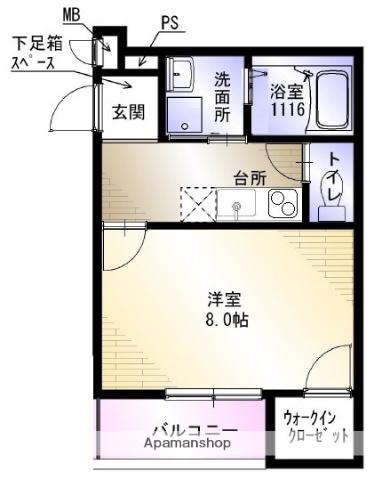 AKAHATA LA CITTA(1K/2階)の間取り写真