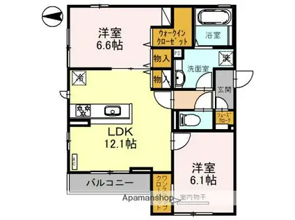 D-ROOM堺区向陵西町(2LDK/3階)の間取り写真