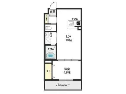 ARCA堺東(1LDK/3階)の間取り写真