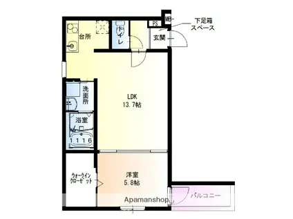 フジパレス上野芝Ⅱ番館(1LDK/1階)の間取り写真