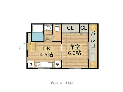 光ハイツ(1DK/3階)の間取り写真