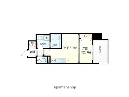 テラ堺市駅(1DK/1階)の間取り写真