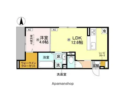 パサログランデ北長尾(1LDK/1階)の間取り写真