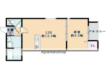 ハウスモメゾン大浜 A(1LDK/3階)の間取り写真
