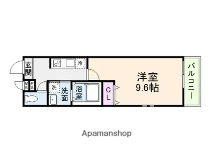 フジパレス御陵通2番館(1K/3階)の間取り写真