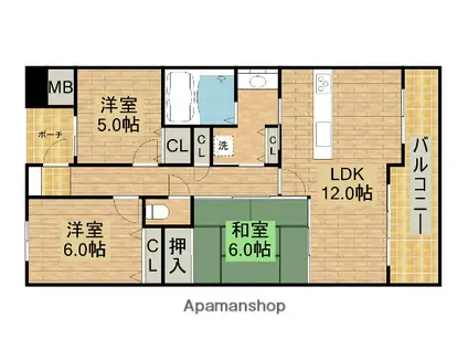 リビオ上野芝ガーデンズ(3LDK/9階)の間取り写真