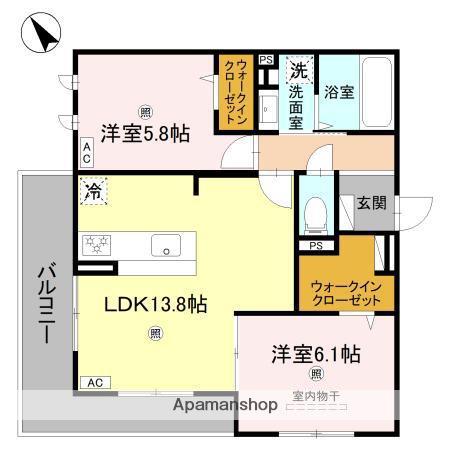 PORTO SERENO(2LDK/2階)の間取り写真