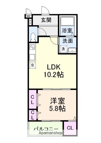 プライムメゾン・ルナ(1LDK/1階)の間取り写真