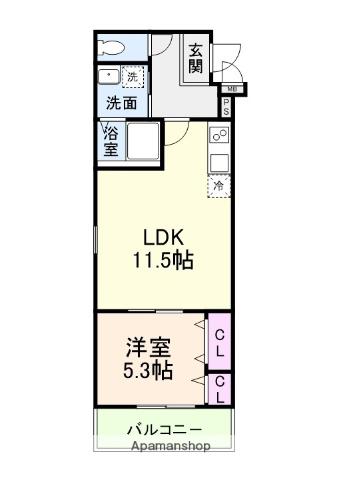 プライムメゾン・ルナ(1LDK/1階)の間取り写真