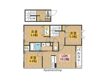 アンジュ(3LDK/2階)の間取り写真