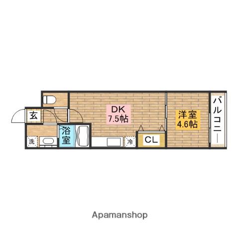 フジパレス堺大浜1番館(1DK/3階)の間取り写真