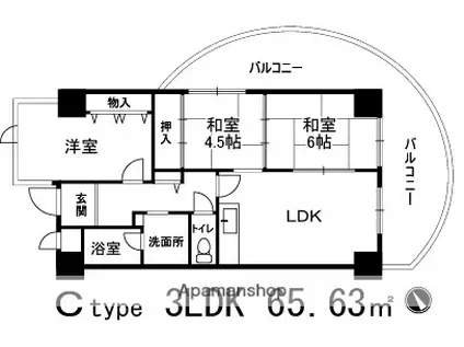 カサレスなかもず(3LDK/5階)の間取り写真