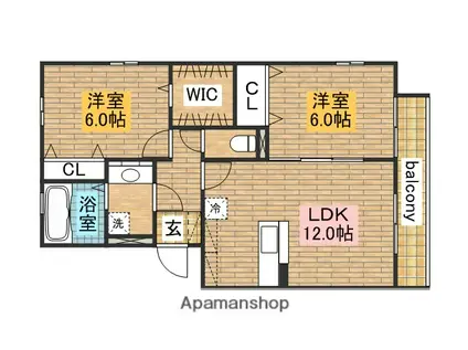 メルベーユ鳳(2LDK/3階)の間取り写真