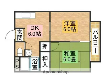 野守ハイツ(2DK/1階)の間取り写真