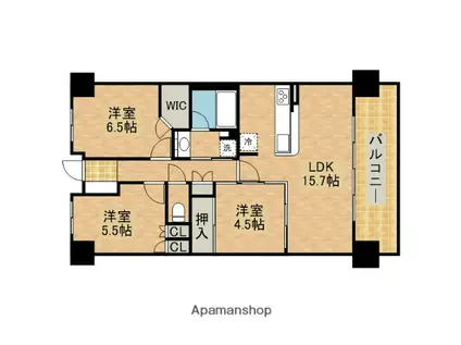 BELISTA鳳北町(3LDK/8階)の間取り写真