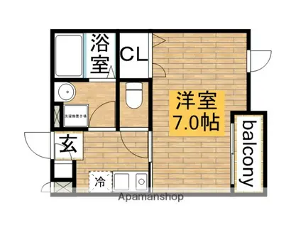 FIORE旭ヶ丘(1K/1階)の間取り写真