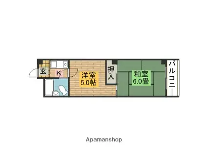 シティハイツ鳳西町(1DK/3階)の間取り写真