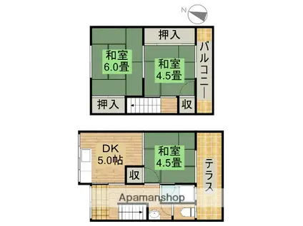 鳳南町2丁テラスハウス(3DK)の間取り写真