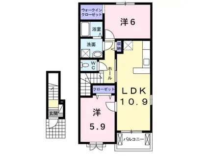 リバーサイド レジデンス TU(2LDK/2階)の間取り写真
