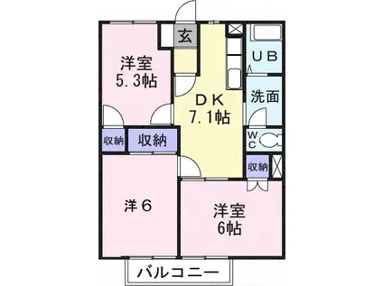 ニューヴエルデイ(3DK/2階)の間取り写真